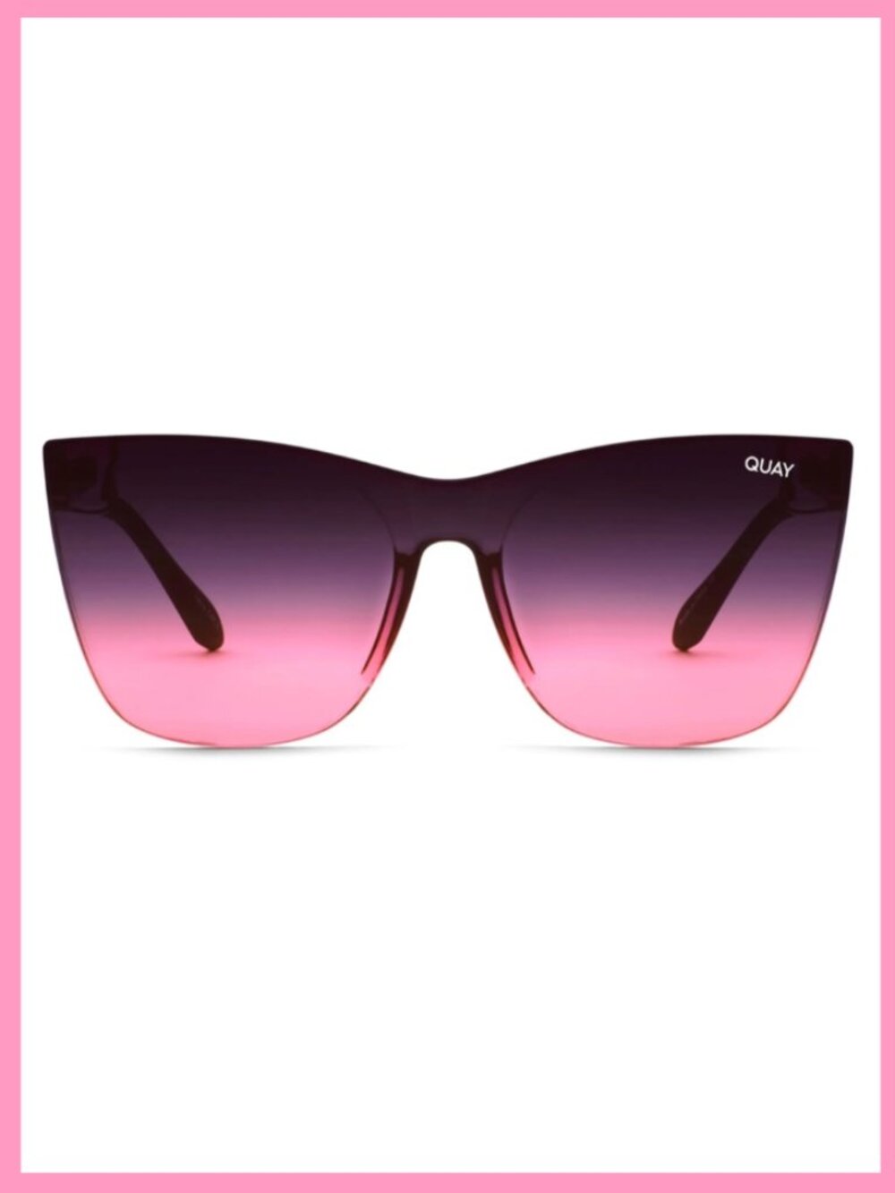 NWT! QUAY Come Thru Cateye Sunglasses Matte Black frame / Black Pink Fade Lens